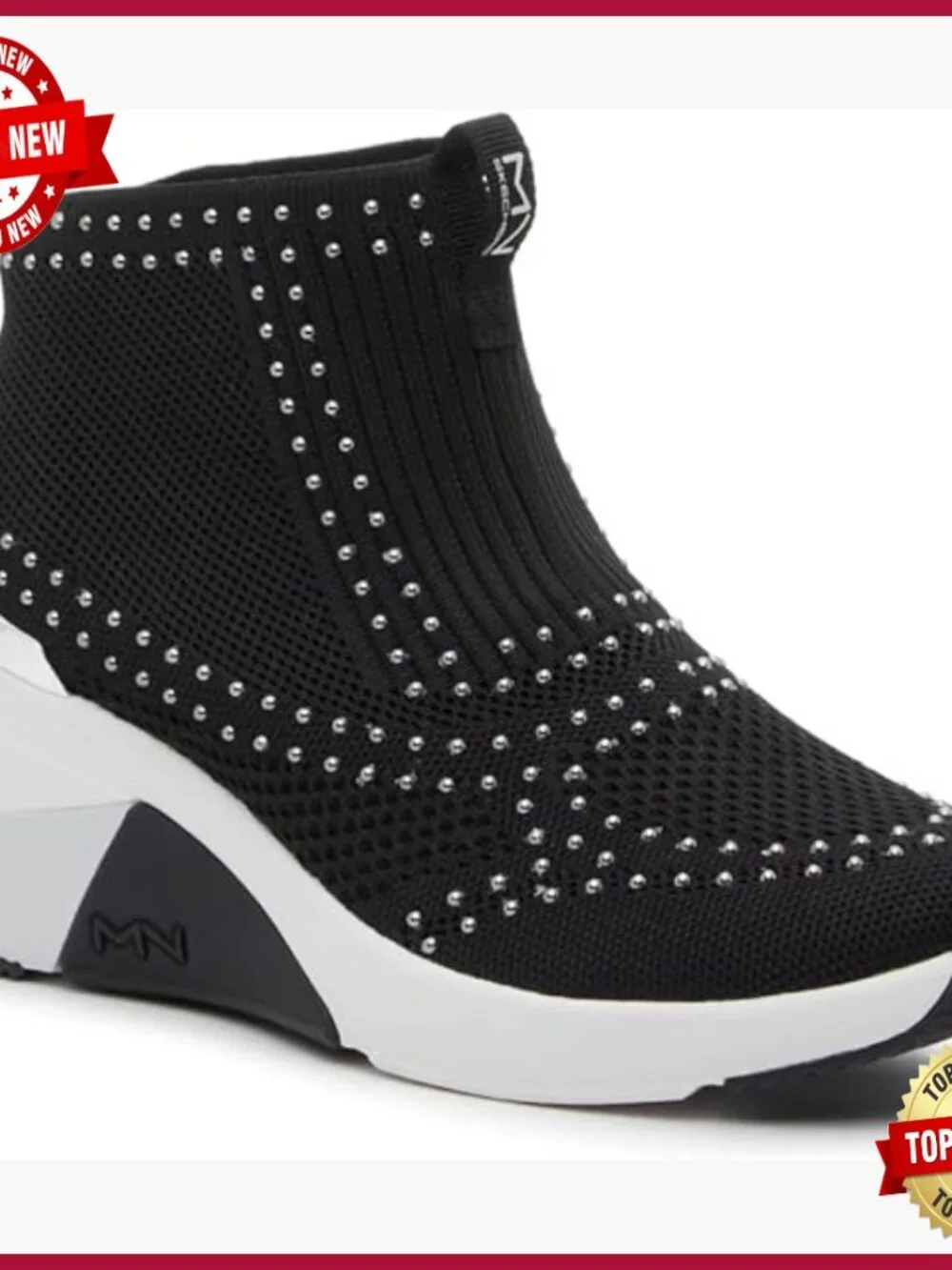 Memory Foam Wedge Heel Ankle Bootie with Knit Upper Pull-On Style